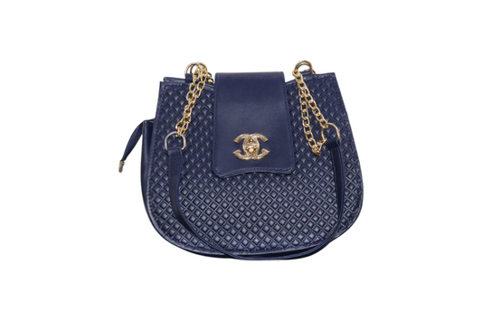 Half-chain half-belt Stylish Carry Handbag Navy Blue