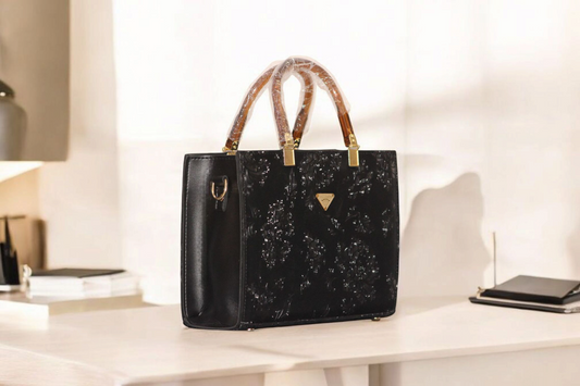Desire Spring Flower Design Handbag Black